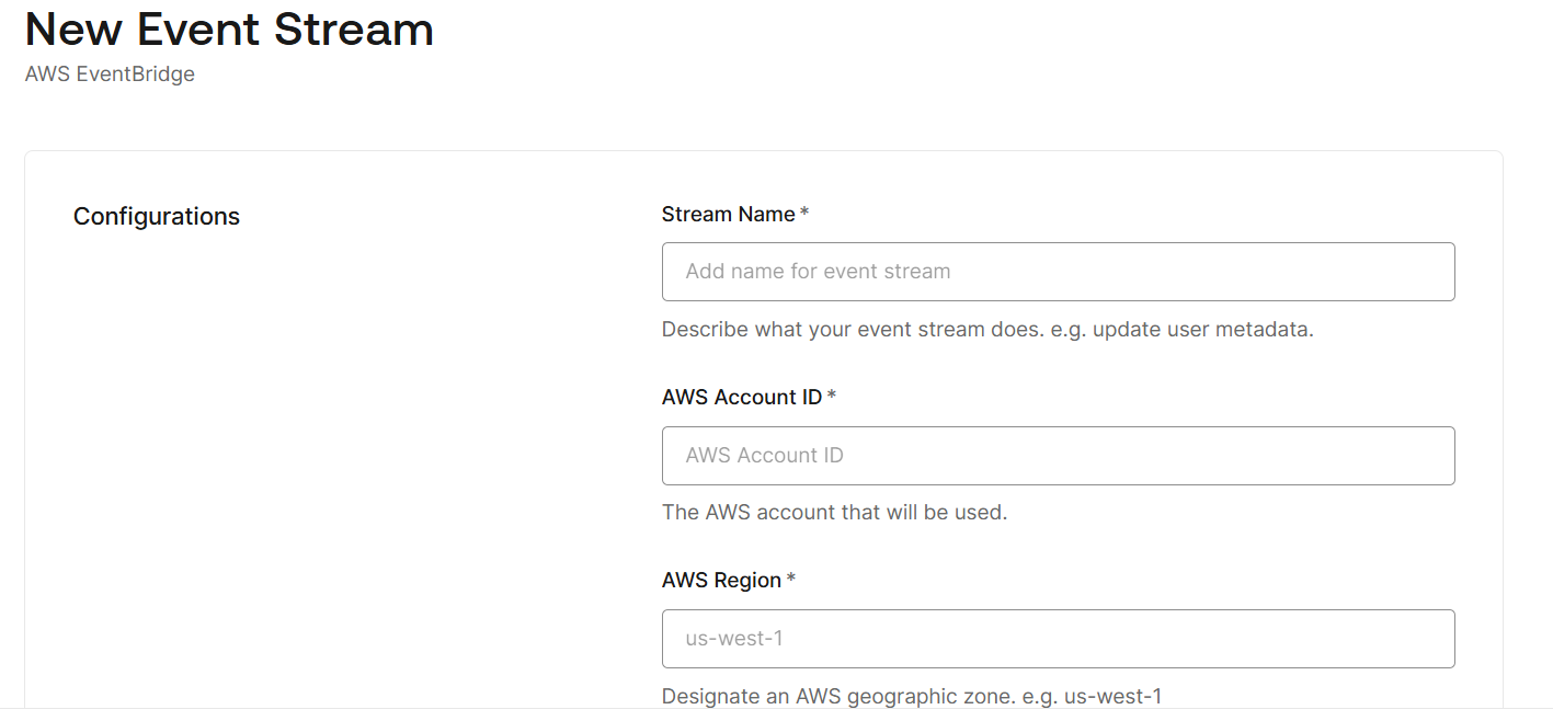 Auth0のEvent Stream設定画面